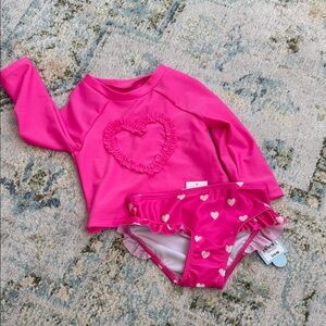 Cat & Jack Pink Heart Rashguard Set